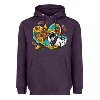 Plum cowhide leopard hearts Heavyweight Hoodie - texasbilliewilder