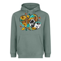 Sage cowhide leopard hearts Heavyweight Hoodie - texasbilliewilder
