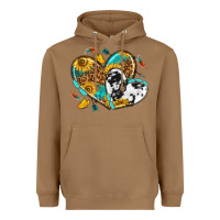 Toasted Coconut cowhide leopard hearts Heavyweight Hoodie - texasbilliewilder