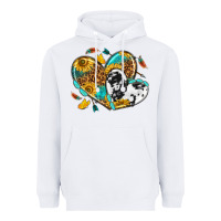 White cowhide leopard hearts Heavyweight Hoodie - texasbilliewilder