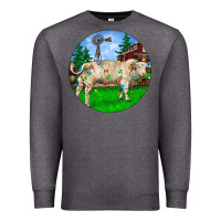 Charcoal Heather christmas charolais bull and barnyard Premium Sweatshirt - RanaPortraitStore