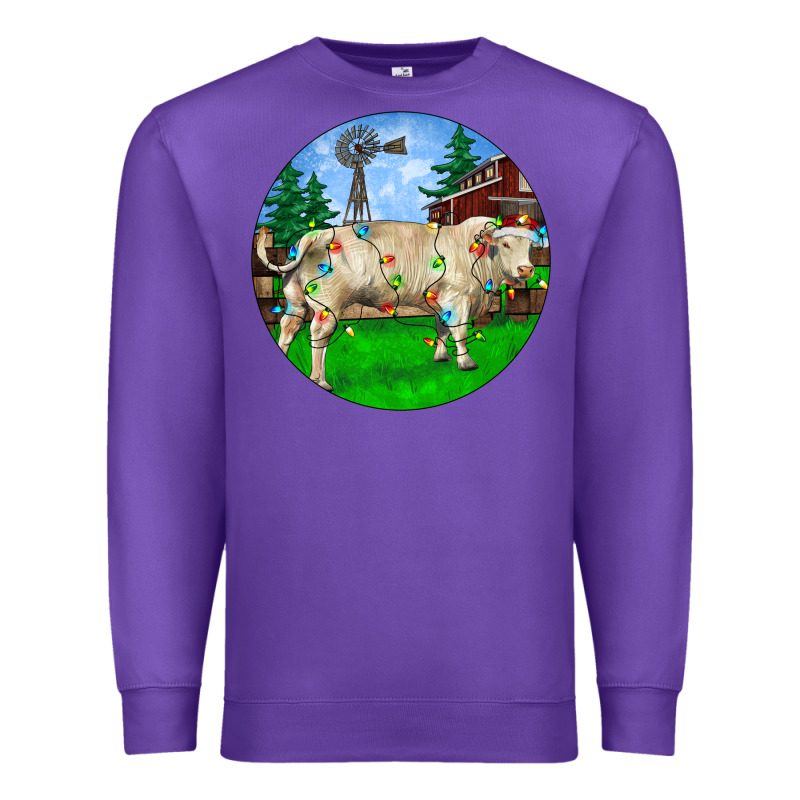 Christmas Charolais Bull And Barnyard Premium Sweatshirt by RanaPortraitStore | Teevron