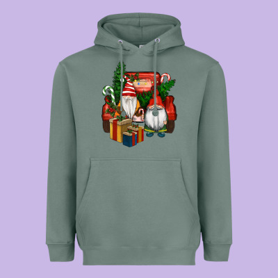 Heavyweight Hoodie Christmas Truck And Gnome