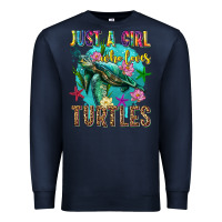 Navy just a girl who loves turtles Premium Sweatshirt - texasbilliewilder
