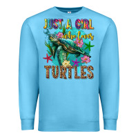 Ocean Blue just a girl who loves turtles Premium Sweatshirt - texasbilliewilder