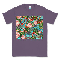 Lavender flamingos with leaves Classic Tee - BarkalooDesign