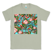 Matcha flamingos with leaves Classic Tee - BarkalooDesign