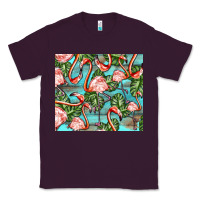 Plum flamingos with leaves Classic Tee - BarkalooDesign