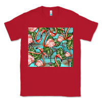 Red flamingos with leaves Classic Tee - BarkalooDesign