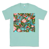 Seafoam flamingos with leaves Classic Tee - BarkalooDesign