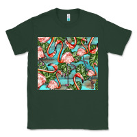 Sports Green flamingos with leaves Classic Tee - BarkalooDesign