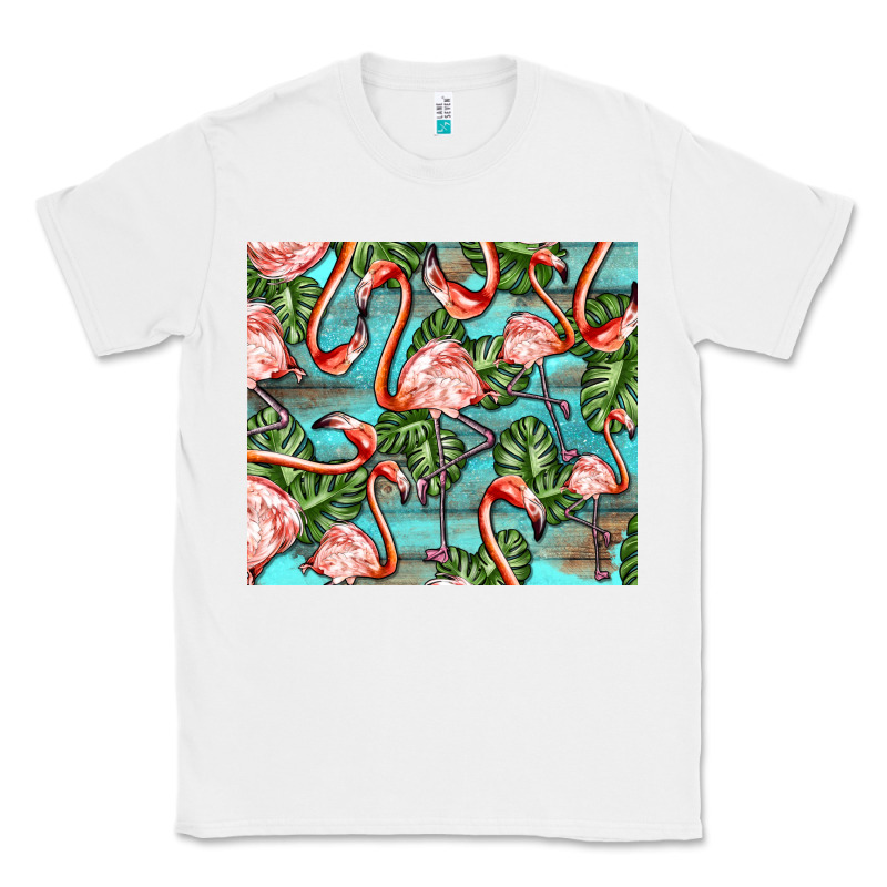 Flamingos With Leaves Classic Tee by BarkalooDesign | Teevron