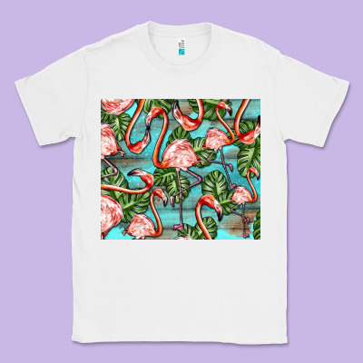 Flamingos With Leaves Classic Tee Designed By Barkaloodesign