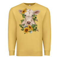 Antique Gold charolais calf with sunflowers Premium Sweatshirt - RanaPortraitStore