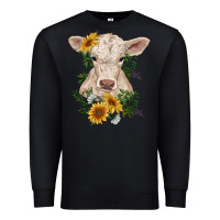 Black charolais calf with sunflowers Premium Sweatshirt - RanaPortraitStore