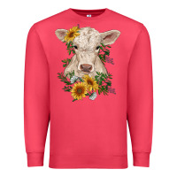 Cardinal charolais calf with sunflowers Premium Sweatshirt - RanaPortraitStore