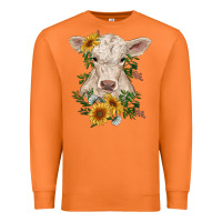 Carrot charolais calf with sunflowers Premium Sweatshirt - RanaPortraitStore