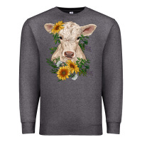 Charolais Calf With Sunflowers Premium Sweatshirt | Teevron