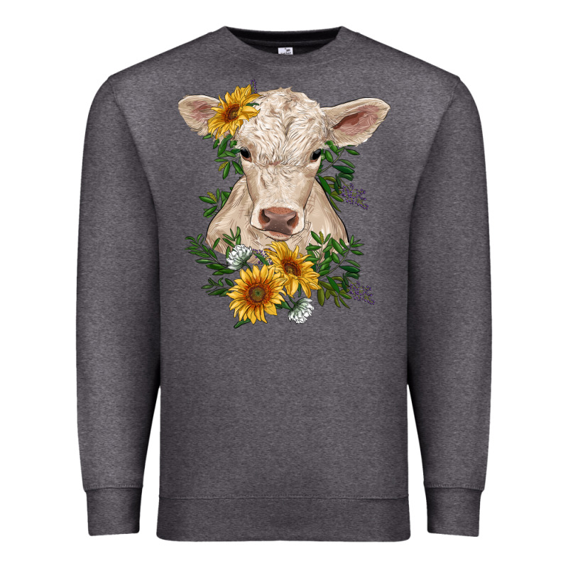 Charolais Calf With Sunflowers Premium Sweatshirt by RanaPortraitStore | Teevron