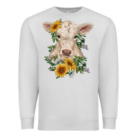 Dove Grey charolais calf with sunflowers Premium Sweatshirt - RanaPortraitStore