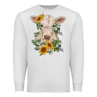 Oatmeal Heather charolais calf with sunflowers Premium Sweatshirt - RanaPortraitStore