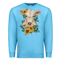Ocean Blue charolais calf with sunflowers Premium Sweatshirt - RanaPortraitStore