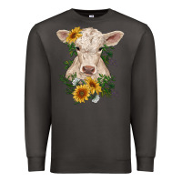 Smoke charolais calf with sunflowers Premium Sweatshirt - RanaPortraitStore
