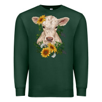 Sports Green charolais calf with sunflowers Premium Sweatshirt - RanaPortraitStore