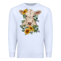 White charolais calf with sunflowers Premium Sweatshirt - RanaPortraitStore