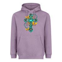 Lavender cross with heart shaped gemstone and butterfly Heavyweight Hoodie - texasbilliewilder