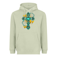 Matcha cross with heart shaped gemstone and butterfly Heavyweight Hoodie - texasbilliewilder