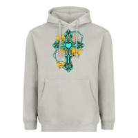 Moon Dust cross with heart shaped gemstone and butterfly Heavyweight Hoodie - texasbilliewilder