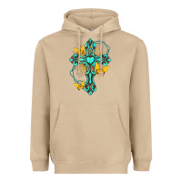 Mushroom cross with heart shaped gemstone and butterfly Heavyweight Hoodie - texasbilliewilder