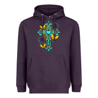 Plum cross with heart shaped gemstone and butterfly Heavyweight Hoodie - texasbilliewilder