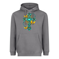Storm cross with heart shaped gemstone and butterfly Heavyweight Hoodie - texasbilliewilder
