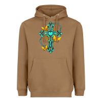 Cross With Heart Shaped Gemstone And Butterfly Heavyweight Hoodie | Teevron