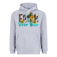 Heather Grey faith over fear Heavyweight Hoodie - texasbilliewilder