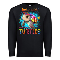 Black just a girl who loves turtles Premium Sweatshirt - texasbilliewilder