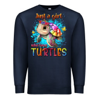 Navy just a girl who loves turtles Premium Sweatshirt - texasbilliewilder