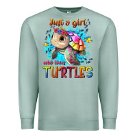 Seafoam just a girl who loves turtles Premium Sweatshirt - texasbilliewilder