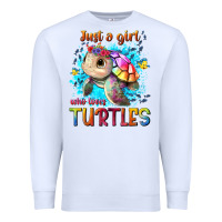 White just a girl who loves turtles Premium Sweatshirt - texasbilliewilder