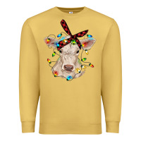 Antique Gold charolais calf with christmas lights baby cow Premium Sweatshirt - RanaPortraitStore