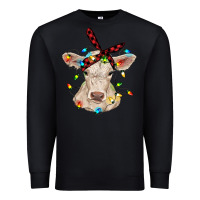 Black charolais calf with christmas lights baby cow Premium Sweatshirt - RanaPortraitStore