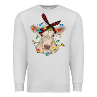 Dove Grey charolais calf with christmas lights baby cow Premium Sweatshirt - RanaPortraitStore