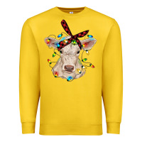 Lemon charolais calf with christmas lights baby cow Premium Sweatshirt - RanaPortraitStore
