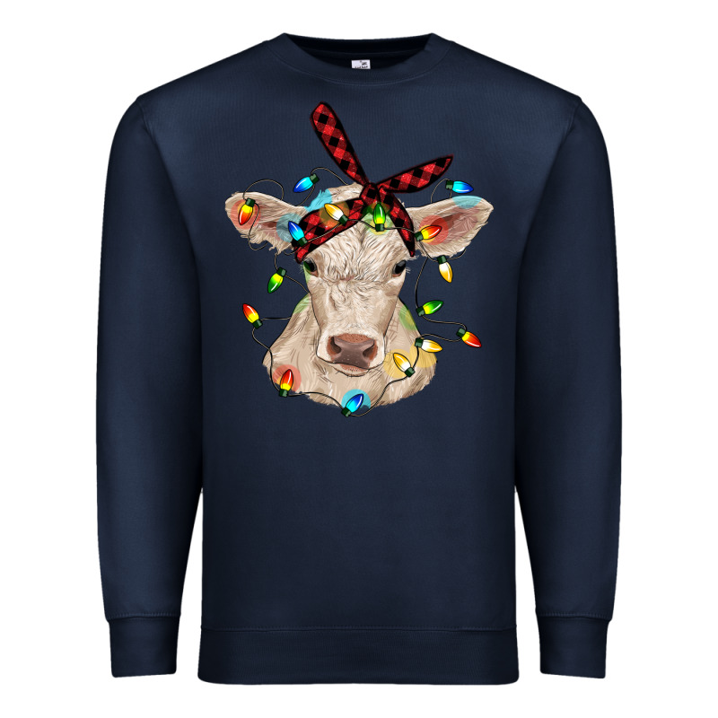 Charolais Calf With Christmas Lights Baby Cow Premium Sweatshirt by RanaPortraitStore | Teevron