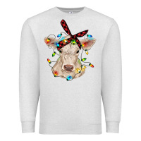 Oatmeal Heather charolais calf with christmas lights baby cow Premium Sweatshirt - RanaPortraitStore