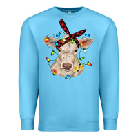Ocean Blue charolais calf with christmas lights baby cow Premium Sweatshirt - RanaPortraitStore