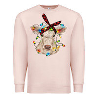 Pale Pink charolais calf with christmas lights baby cow Premium Sweatshirt - RanaPortraitStore