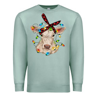 Seafoam charolais calf with christmas lights baby cow Premium Sweatshirt - RanaPortraitStore
